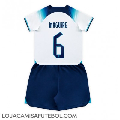 Camisa de Futebol Inglaterra Harry Maguire #6 Equipamento Principal Infantil Mundo 2022 Manga Curta (+ Calças curtas)